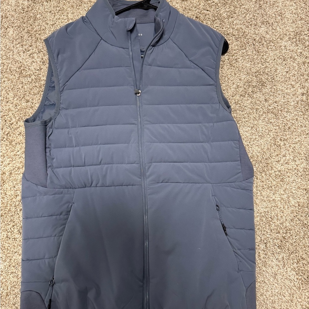 7 Diamonds Blue Quilted Vest with Stand-Up Collar - Small